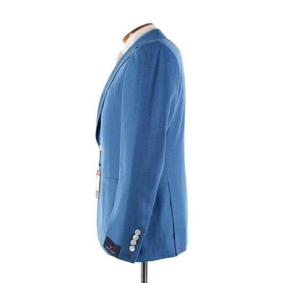Cardinal of Canada NWT Wool / Silk Sport Coat Size 40S US In Blue Herringbone